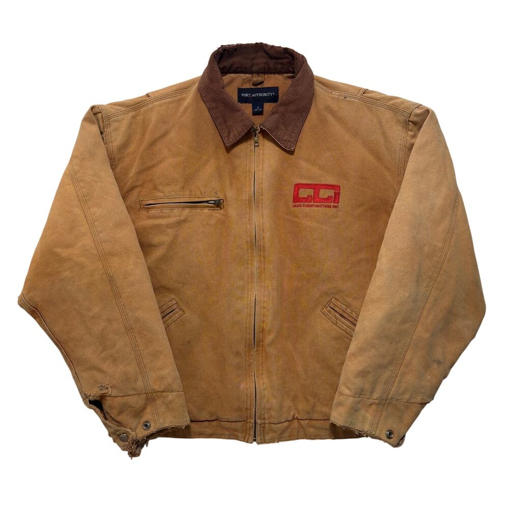 VTG 90’s Carhartt Style Distressed Faded Zip Up Boxy Work Jacket Men’s M Brown